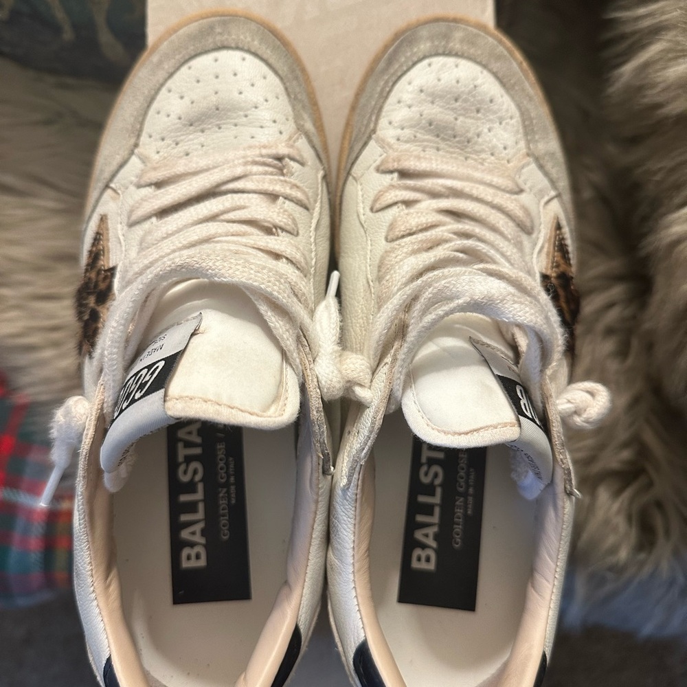 Golden Goose White Sneakers with Leopard Star - Picture 7 of 9